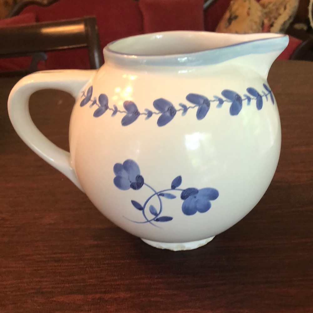 Pitcher Blue & White Pottery piece made in Portugal  Antique and Very Beautiful